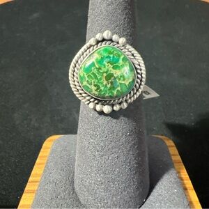 Sterling Silver Sonoran Gold Turquoise Adjustable Ring Size 6-8